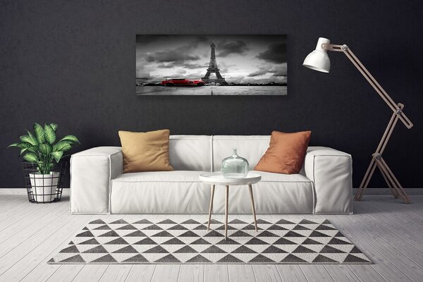 Tablou pe panza canvas Eiffelturm auto Paris Arhitectura Red Gray