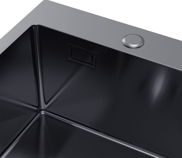 Ruvetti Masivo chiuveta cu dozator 50x40 cm grafit 5002M_PVD_GRF40_W