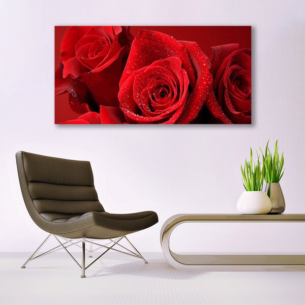 Tablou pe sticla Trandafiri Floral Red
