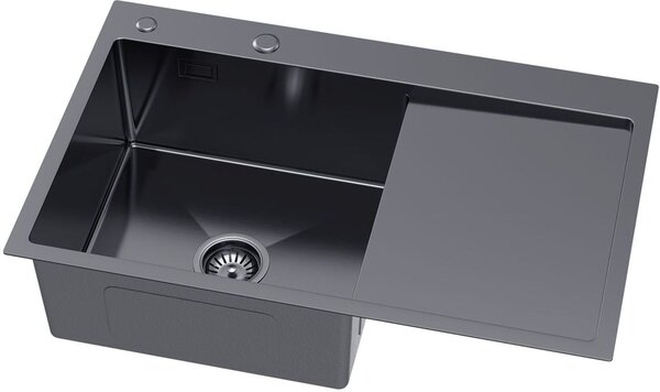 Ruvetti Masivo chiuveta cu dozator 78x49 cm grafit 5002M_PVD_GRF160_WL