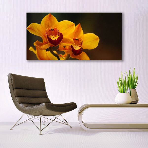 Tablou pe sticla Flori Floral Galben