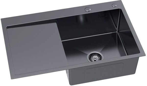 Ruvetti Masivo chiuveta cu dozator 78x49 cm grafit 5002M_PVD_GRF160_WP