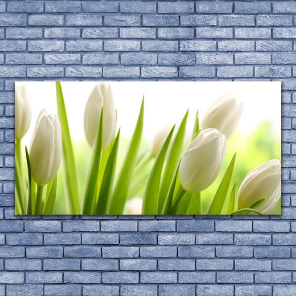 Tablou pe panza canvas Lalele Floral Alb Verde