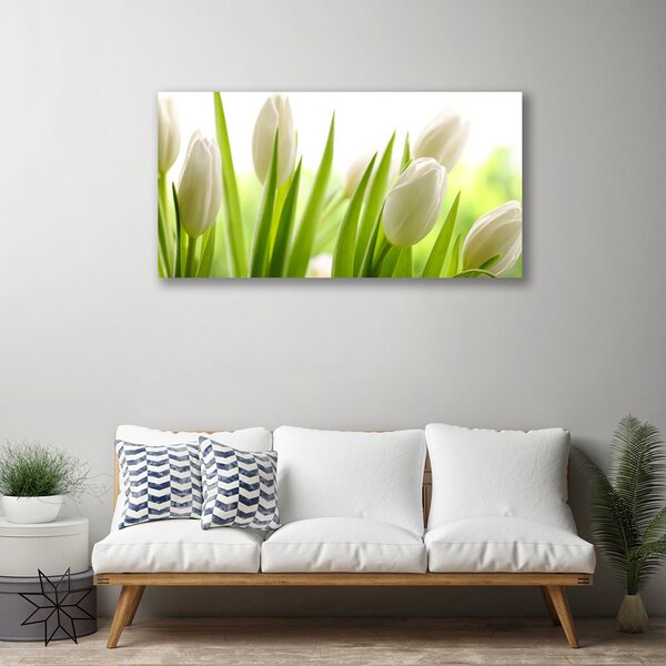 Tablou pe panza canvas Lalele Floral Alb Verde