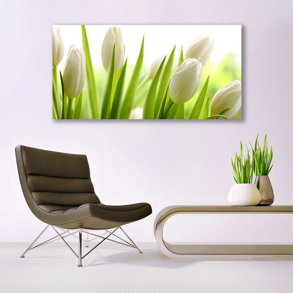 Tablou pe panza canvas Lalele Floral Alb Verde