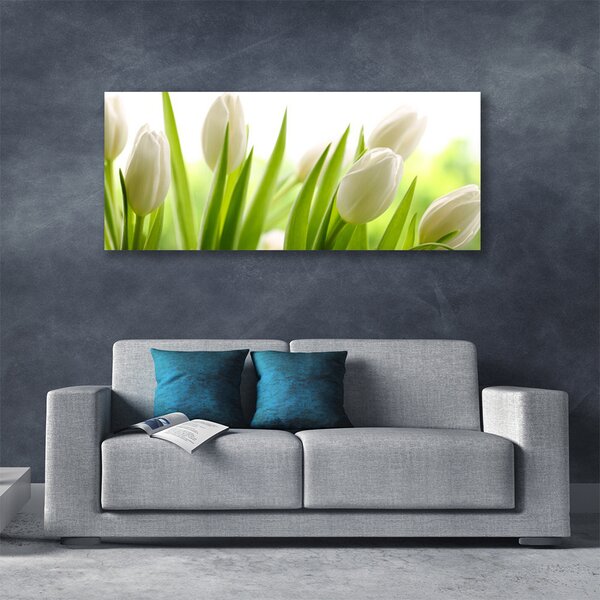 Tablou pe panza canvas Lalele Floral Alb Verde