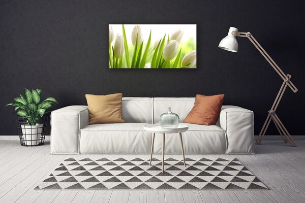 Tablou pe panza canvas Lalele Floral Alb Verde