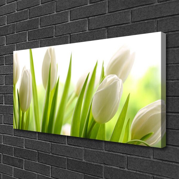 Tablou pe panza canvas Lalele Floral Alb Verde