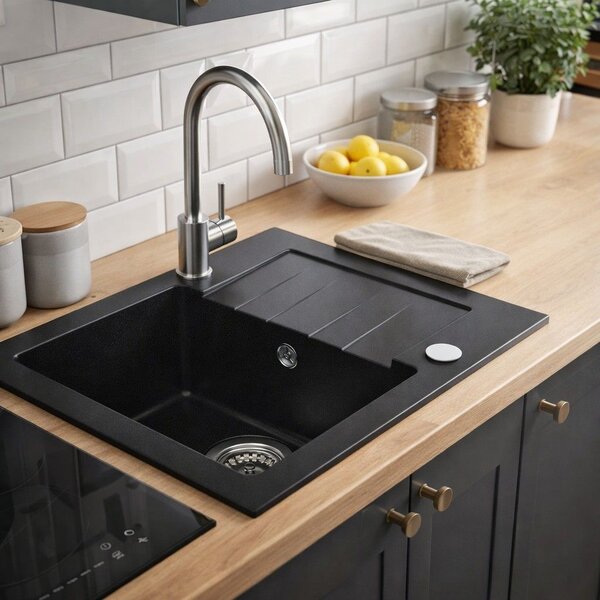 Ruvetti Minimini+ chiuveta cu baterie negru/oțel LP_3200-MM58440BC_W