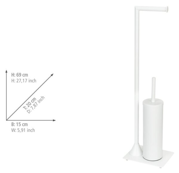 Wenko Hella suport pentru hârtie igienică cu perie de toaletă alb 26072100