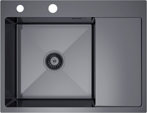 Ruvetti Linar chiuveta cu dozator 62x48 cm grafit 5002L_PVD_GRF120_WL