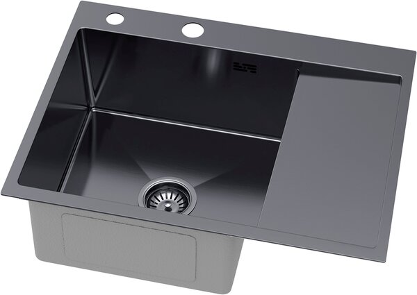 Ruvetti Linar chiuveta cu dozator 62x48 cm grafit 5002L_PVD_GRF120_WL