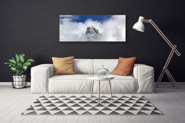 Tablou pe panza canvas Nori de munte Peisaj Alb Gri Albastru