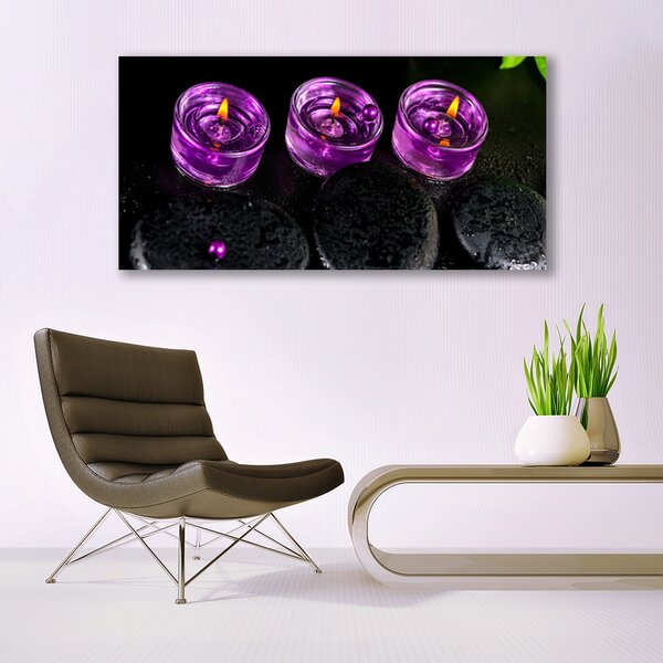 Tablou pe panza canvas Lumanarea pietre Art roz negru