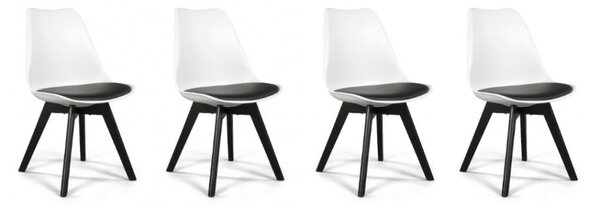 Scaune de sufragerie 4buc alb-negru stil scandinav Dark-Basic