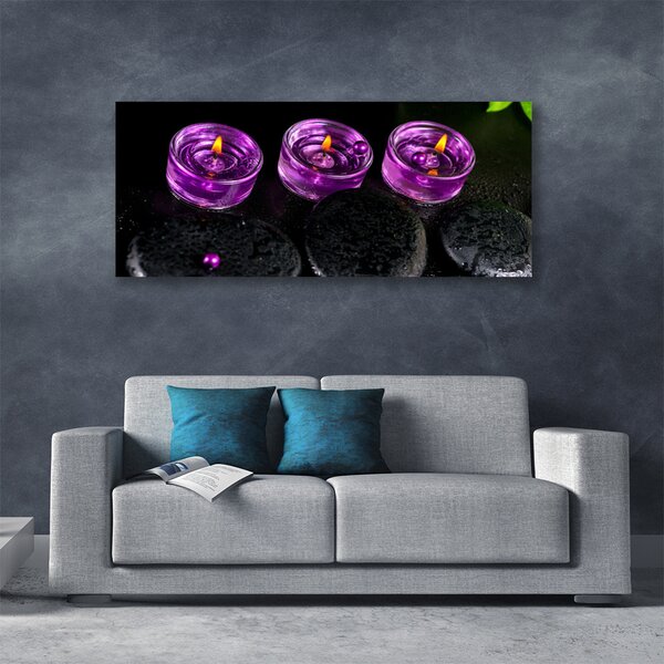 Tablou pe panza canvas Lumanarea pietre Art roz negru