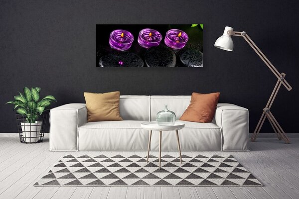 Tablou pe panza canvas Lumanarea pietre Art roz negru