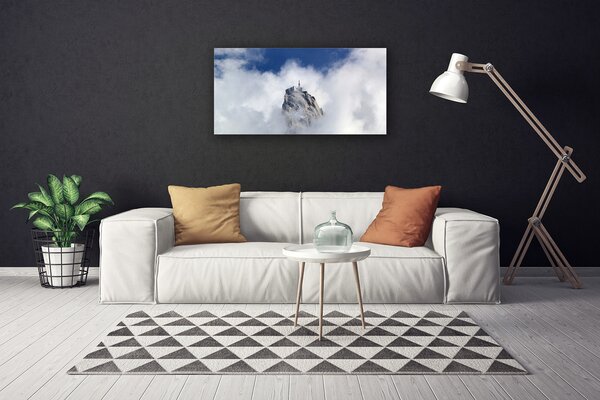 Tablou pe panza canvas Nori de munte Peisaj Alb Gri Albastru