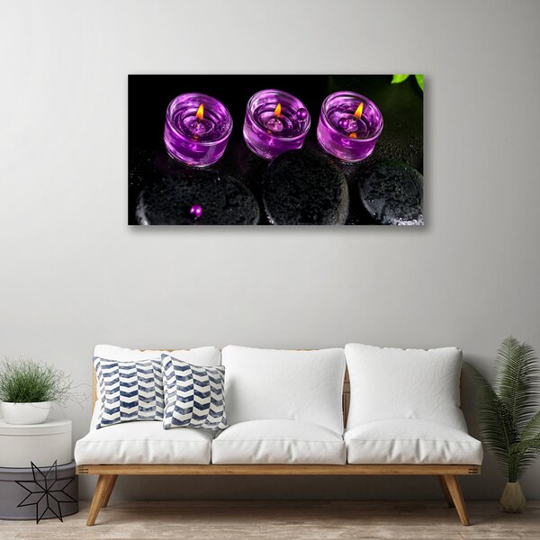 Tablou pe panza canvas Lumanarea pietre Art roz negru