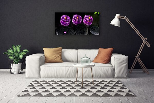 Tablou pe panza canvas Lumanarea pietre Art roz negru