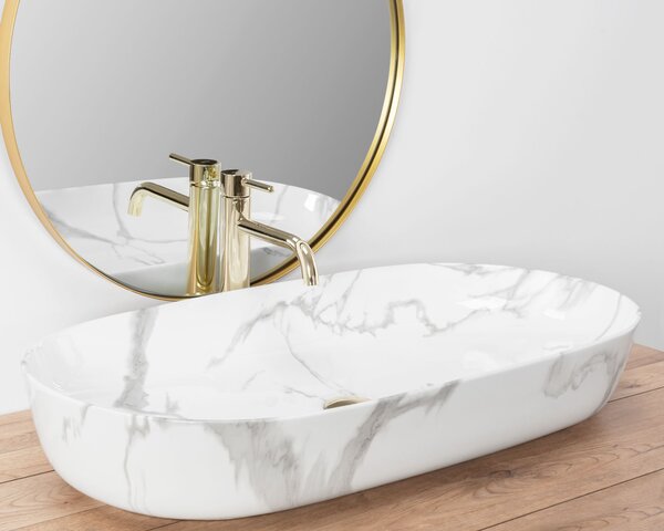 Lavoarul REA CLEO 81 Shiny Marmo din ceramică