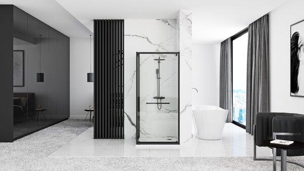 Rea Space In, cabină de duș 80x100, sticlă transparentă de 6 mm, profil negru, REA-K8882