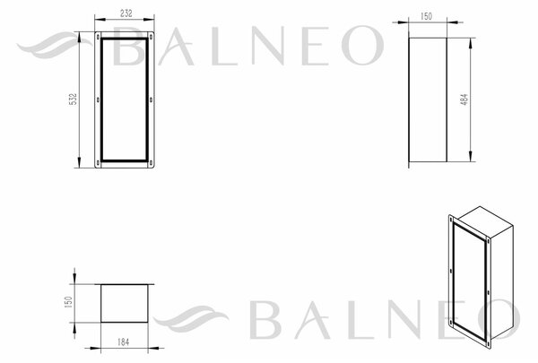 Balneo Wall Box Brush S compartiment perie wc oţel B0401060104-01