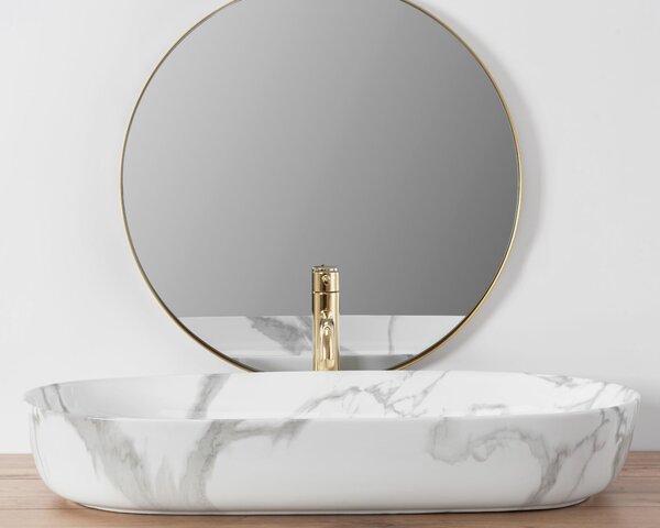Lavoarul REA CLEO 81 Shiny Marmo din ceramică