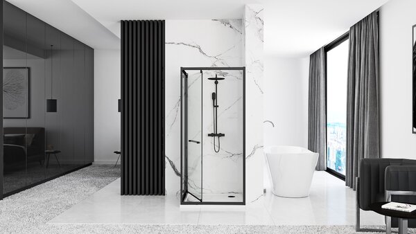 Rea Space In, cabină de duș 80x100, sticlă transparentă de 6 mm, profil negru, REA-K8882