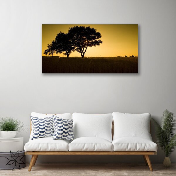 Tablou pe panza canvas Copaci Natura Negru Galben