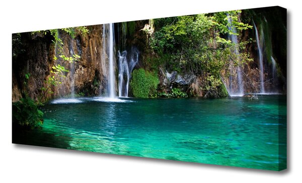 Tablou pe panza canvas Lacul Albastru Verde Natura Cascada
