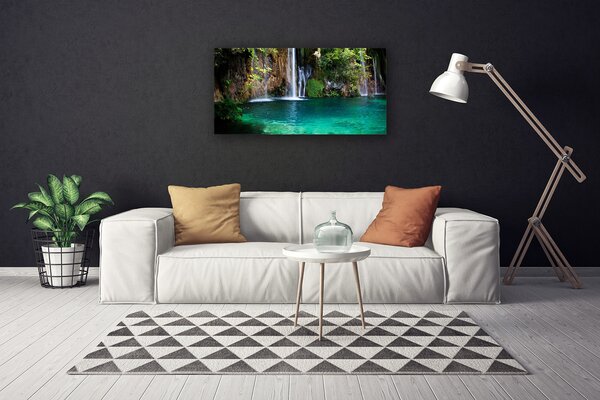 Tablou pe panza canvas Lacul Albastru Verde Natura Cascada