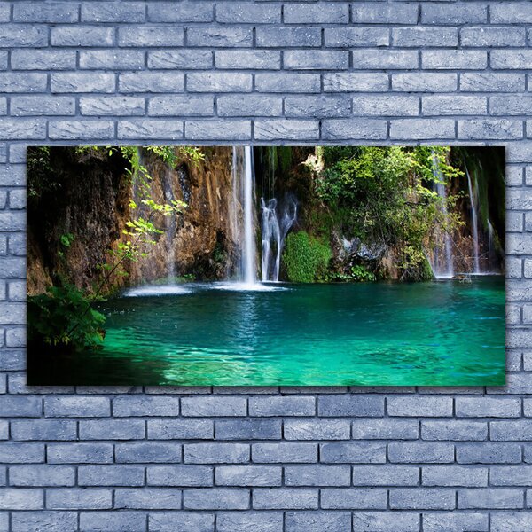Tablou pe panza canvas Lacul Albastru Verde Natura Cascada