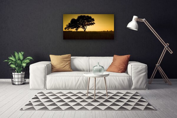 Tablou pe panza canvas Copaci Natura Negru Galben