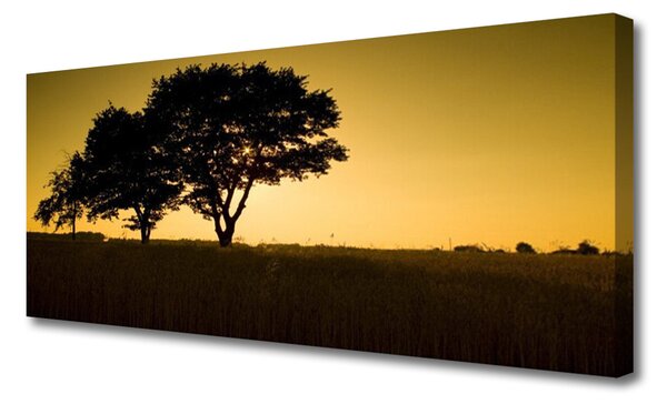 Tablou pe panza canvas Copaci Natura Negru Galben
