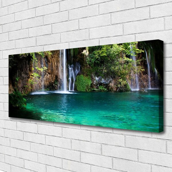 Tablou pe panza canvas Lacul Albastru Verde Natura Cascada