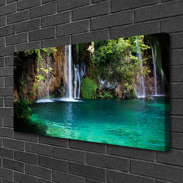 Tablou pe panza canvas Lacul Albastru Verde Natura Cascada
