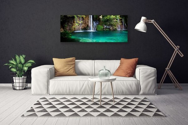 Tablou pe panza canvas Lacul Albastru Verde Natura Cascada
