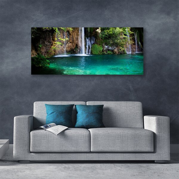 Tablou pe panza canvas Lacul Albastru Verde Natura Cascada