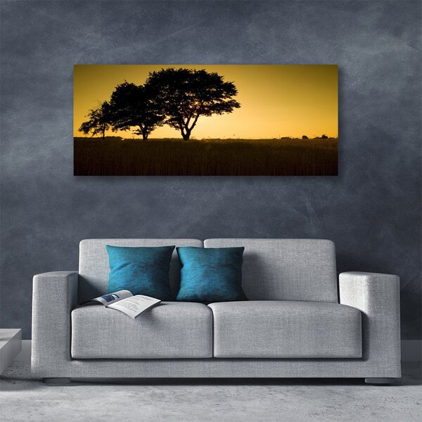 Tablou pe panza canvas Copaci Natura Negru Galben