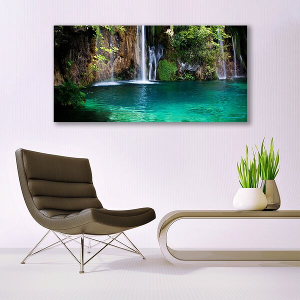 Tablou pe panza canvas Lacul Albastru Verde Natura Cascada