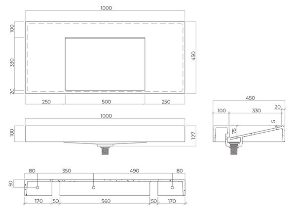 Oltens Stila lavoar 100x45 cm dreptunghiular clasică alb mat 40003900
