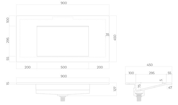 Oltens Stila lavoar 90x45 cm dreptunghiular mobilier alb luciu 40202000