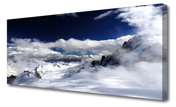 Tablou pe panza canvas Nori de munte Peisaj Gri Alb Violet
