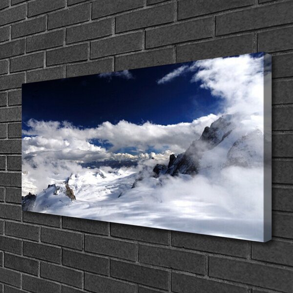 Tablou pe panza canvas Nori de munte Peisaj Gri Alb Violet