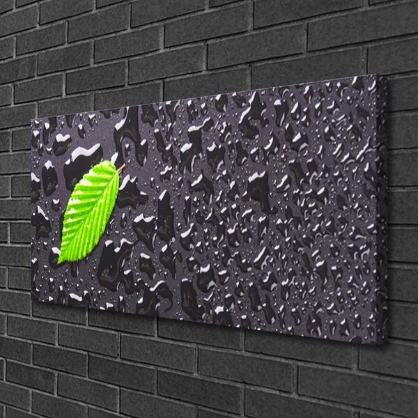 Tablou pe panza canvas Foaie verde Arta Gri