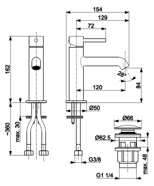 KFA Armatura Moza Mini baterie lavoar stativ auriu 5032-835-31
