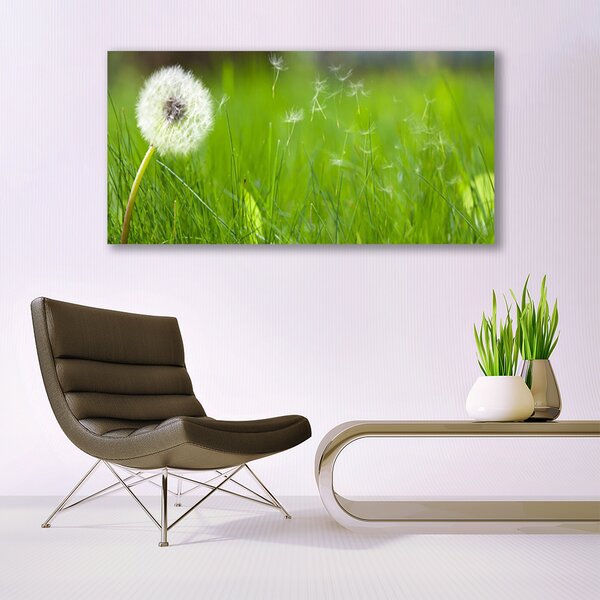 Tablou pe panza canvas Pusteblume Iarbă Floral Alb Verde