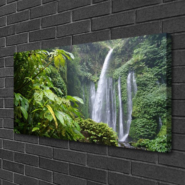 Tablou pe panza canvas Cascada Natura Verde Alb Gri