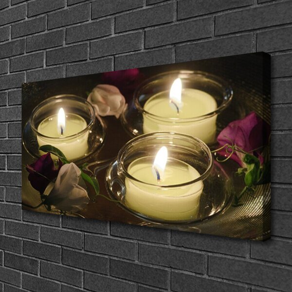 Tablou pe panza canvas Lumanari Art Gri Verde